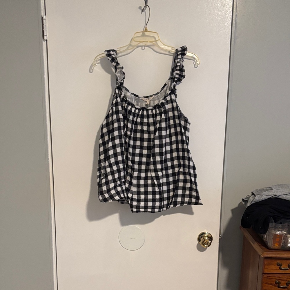 Terra & Sky Black and White Checkered Top